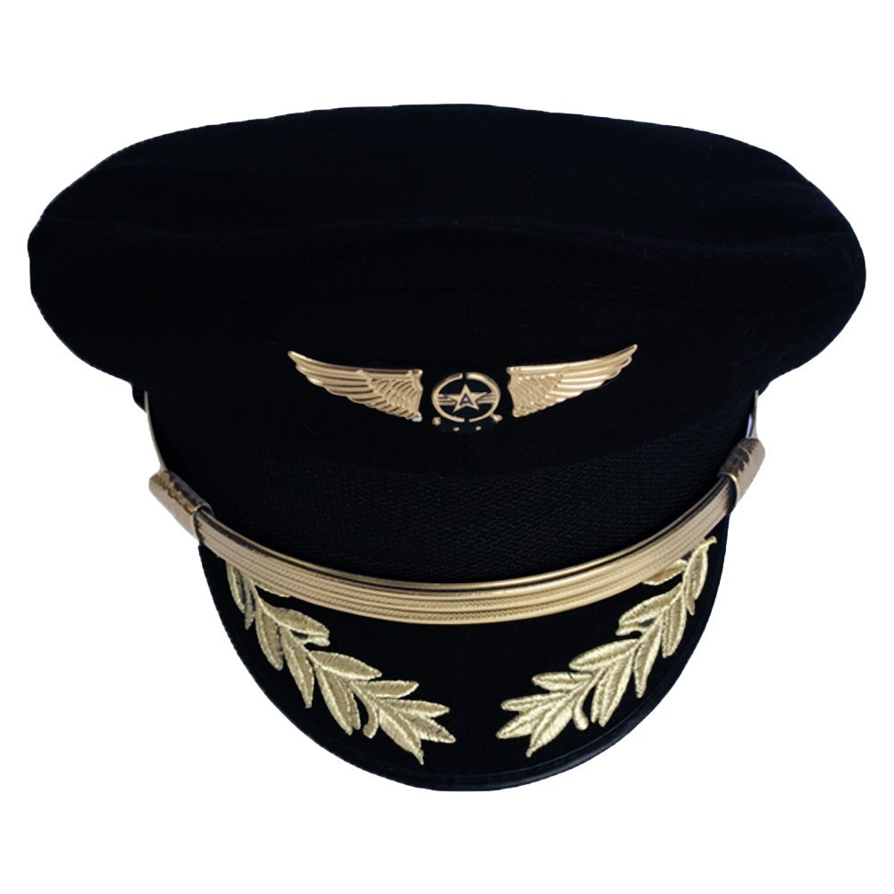 Custom Upscale Pilot Cap Airline Captain Hat Uniform Hat Halloween Party Cap Adult Men Ary Hats Black For Men Women