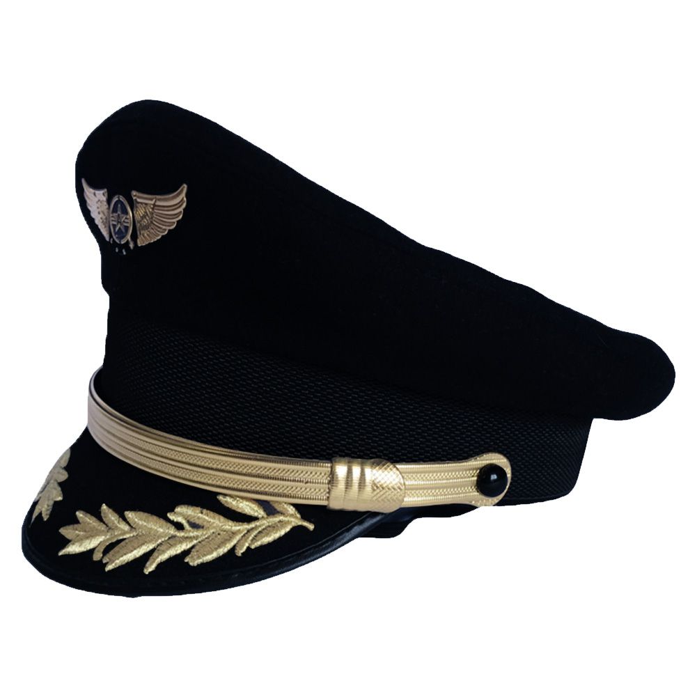 Custom Upscale Pilot Cap Airline Captain Hat Uniform Hat Halloween Party Cap Adult Men Ary Hats Black For Men Women