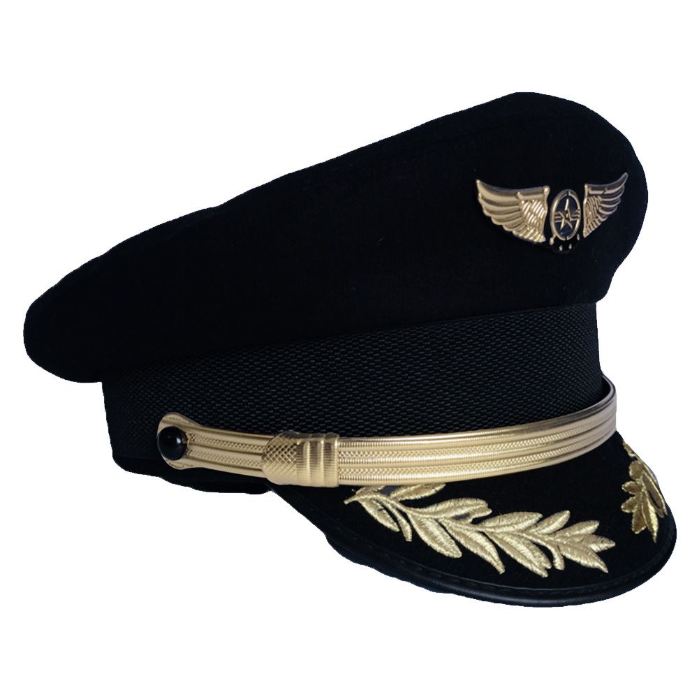 Custom Upscale Pilot Cap Airline Captain Hat Uniform Hat Halloween Party Cap Adult Men Ary Hats Black For Men Women