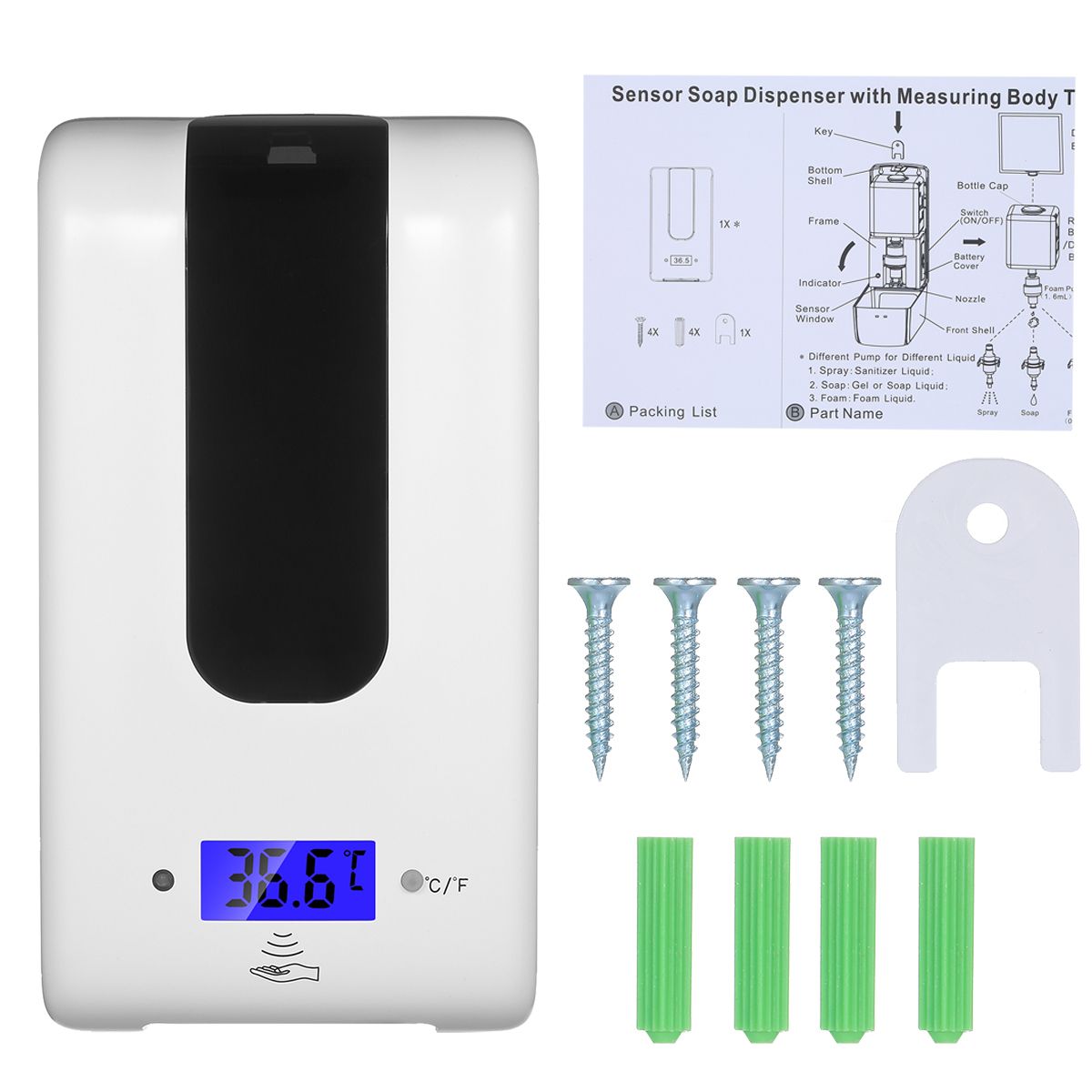 Automatic Alcohol Dispenser With Thermometer ℃/℉