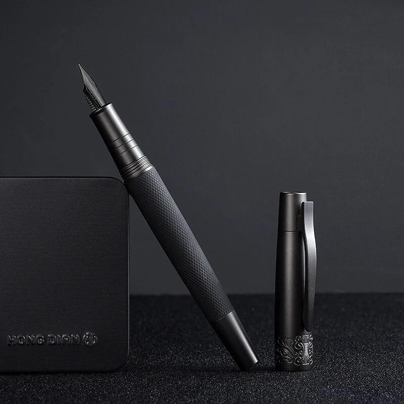 High Quality Black Metal Fountain Pen Titanium Black 0.5mm F Nib Gun-black Pen Cap Clip Excellent Business Office Gift Pens
