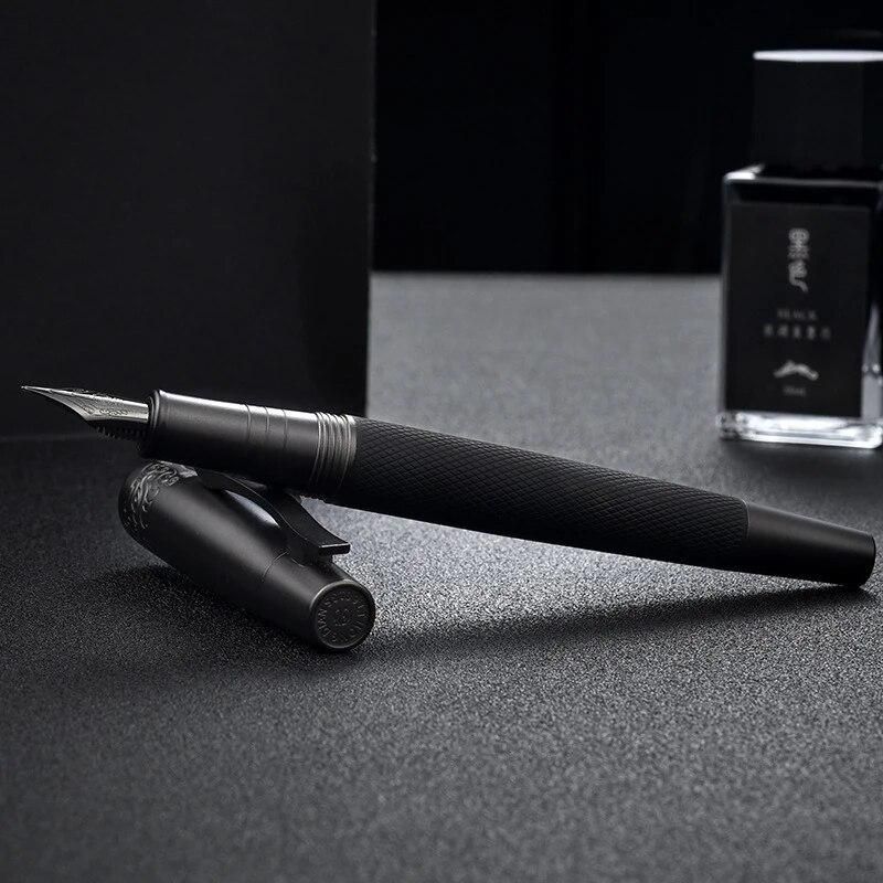High Quality Black Metal Fountain Pen Titanium Black 0.5mm F Nib Gun-black Pen Cap Clip Excellent Business Office Gift Pens