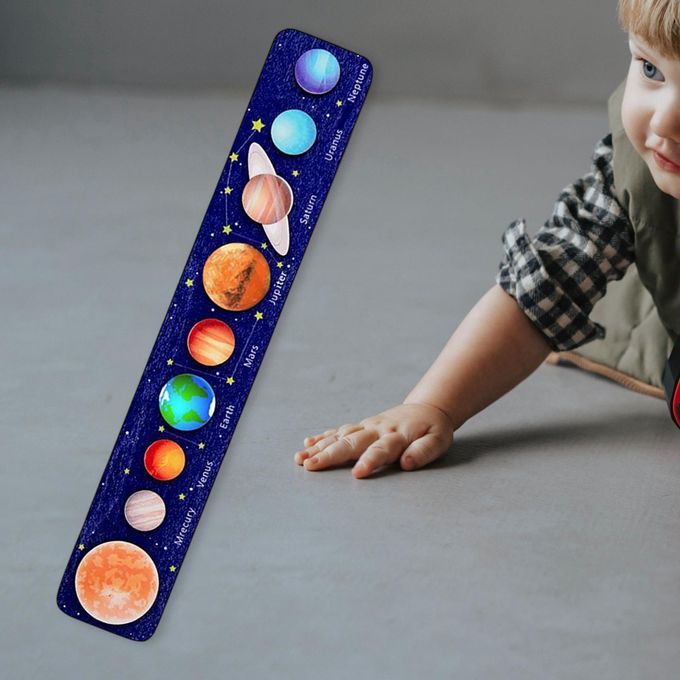 Solar System Puzzle Board Educational Toy Fine Motor Dark Blue B