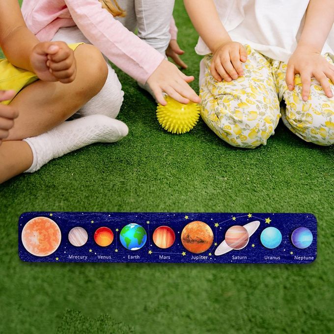 Solar System Puzzle Board Educational Toy Fine Motor Dark Blue B