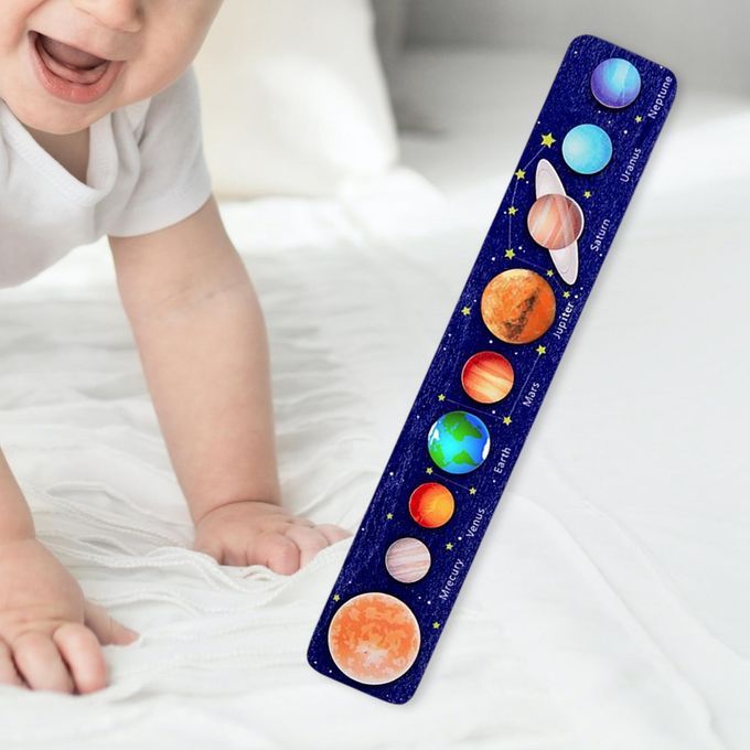 Solar System Puzzle Board Educational Toy Fine Motor Dark Blue B