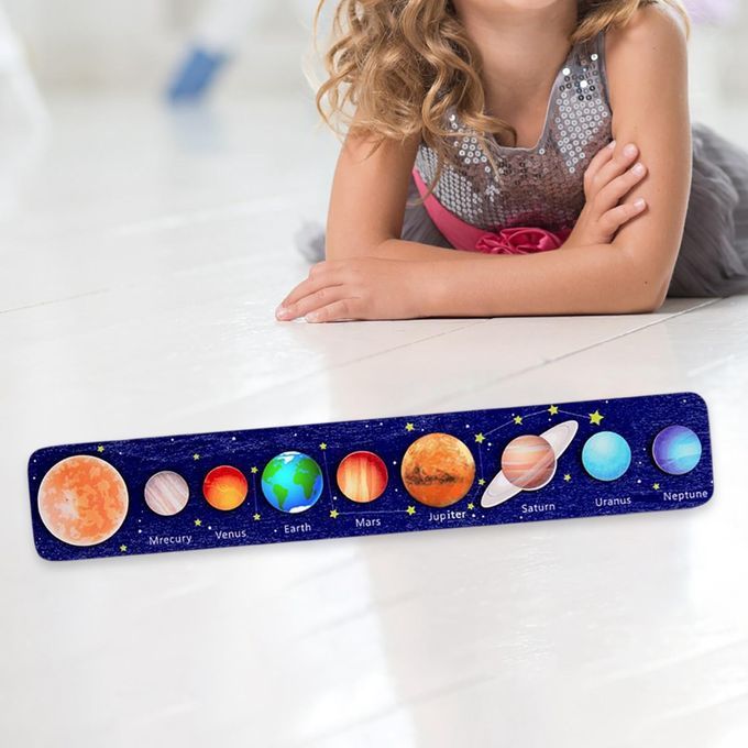 Solar System Puzzle Board Educational Toy Fine Motor Dark Blue B
