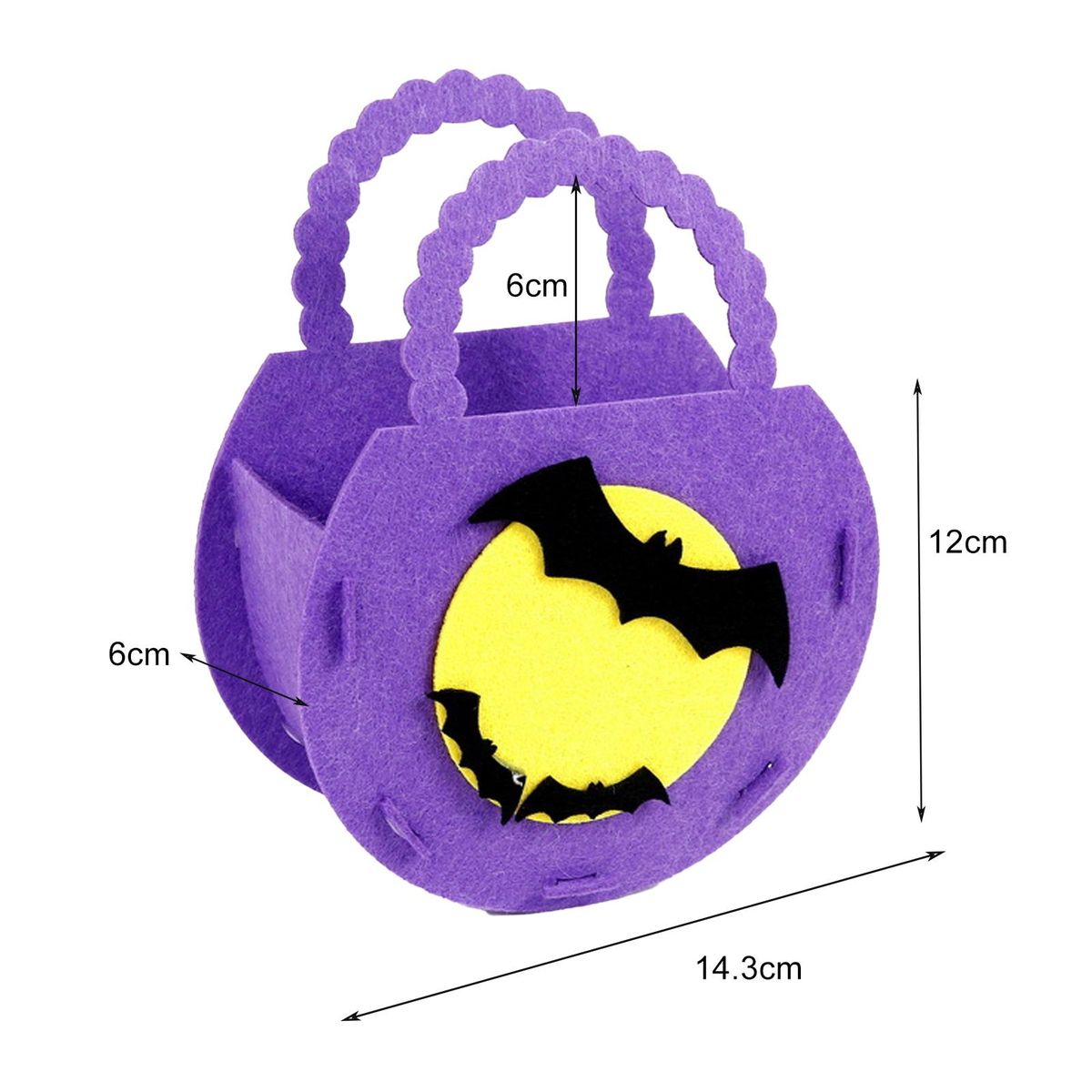 Halloween Candy Bag with Handle Large Halloween Treat Handbag Light Purple