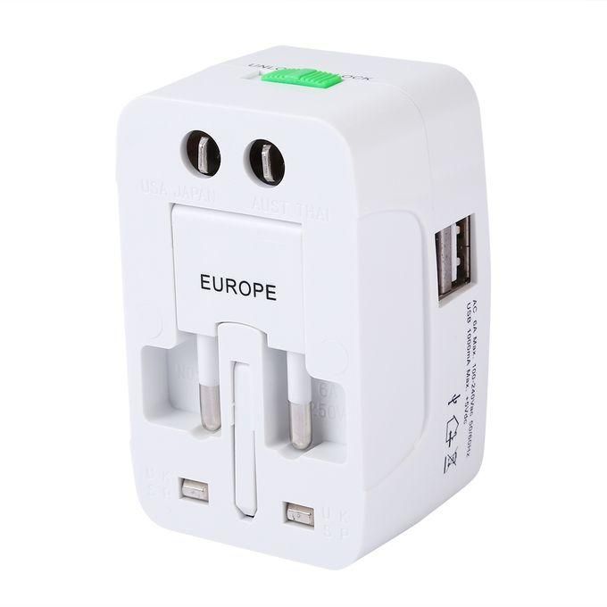 110-250V Travel Universal Converter With Dual USB Interfaces EU / UK / US / AU Plug Standard Wall Charger Travel Adapter