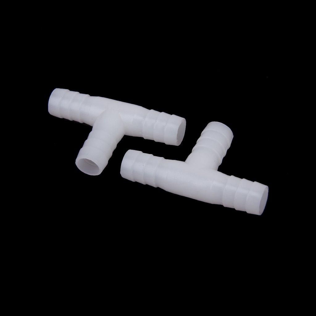 2 x 12mm Plastic Equal Tee Connector Barbed Pipe Fitting