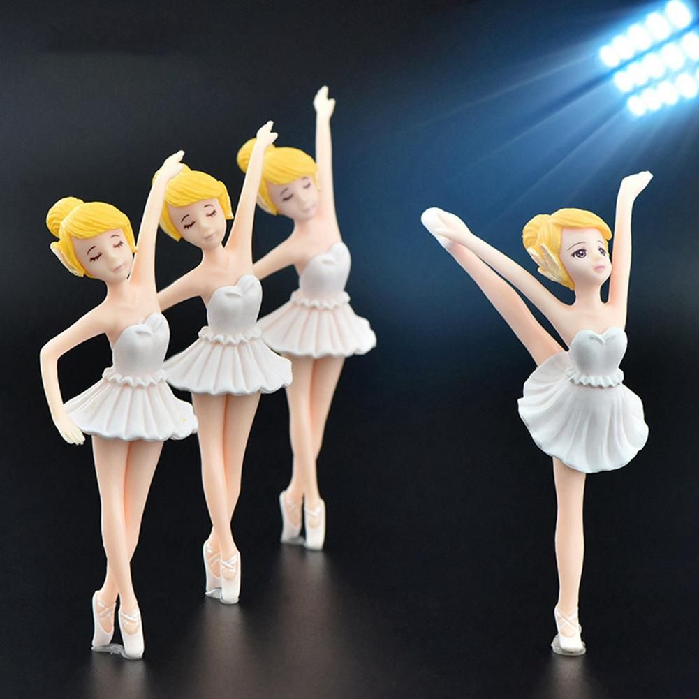 4Pcs Miniature Ballet Girl Figure Desktop Collection Cake Decoration, Ballerina Girl Cake Topper Plant Pot Decoration
