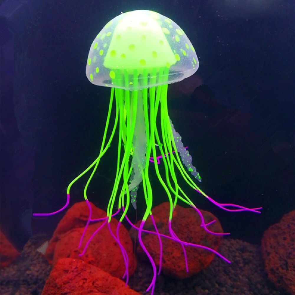 1pc Glowing Moon Jellyfish Aquarium Decor Artificial Jellyfish Fish Tank Ornament Harmless To All Fish Aquatic Pet Supplies Green