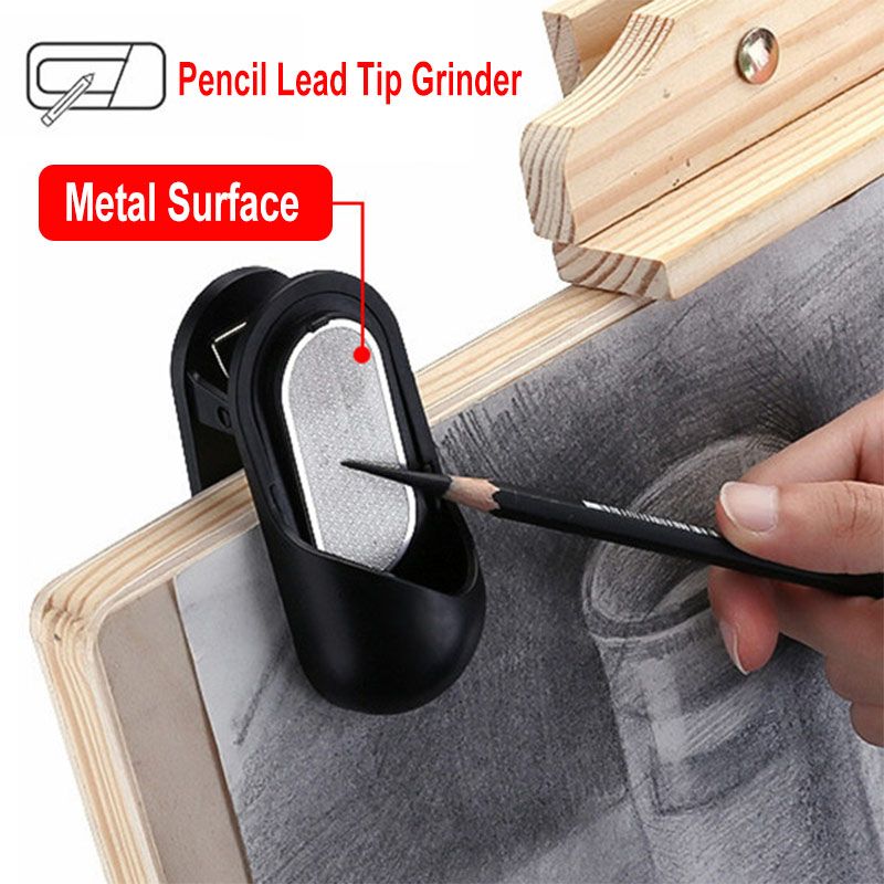 Art Sketch Penciraphite Charcoal Carbon Stick Rod Sharpener Pencil Lead Tip Grinder With Easel Clip For Drawing Paper Holder Black Pencirinder