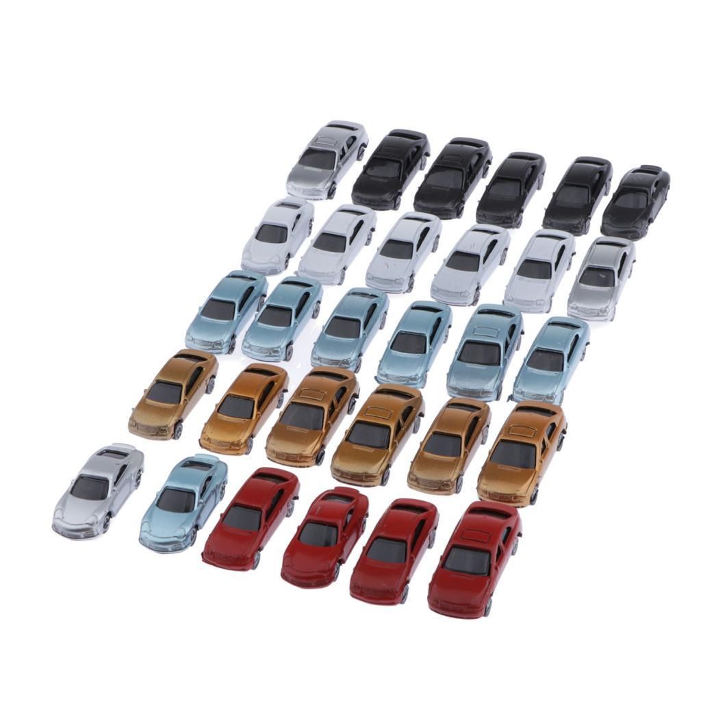 30pcs Model Lighted Cars Train Railway Scenery Layout HO Scale 1:100