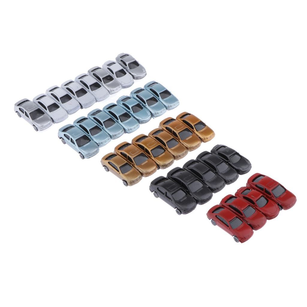 30pcs Model Lighted Cars Train Railway Scenery Layout HO Scale 1:100