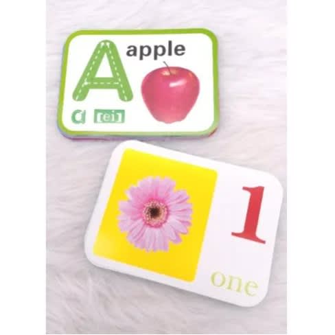 Alphabets & Numbers 26 Double Sided Flashcards - Colored
