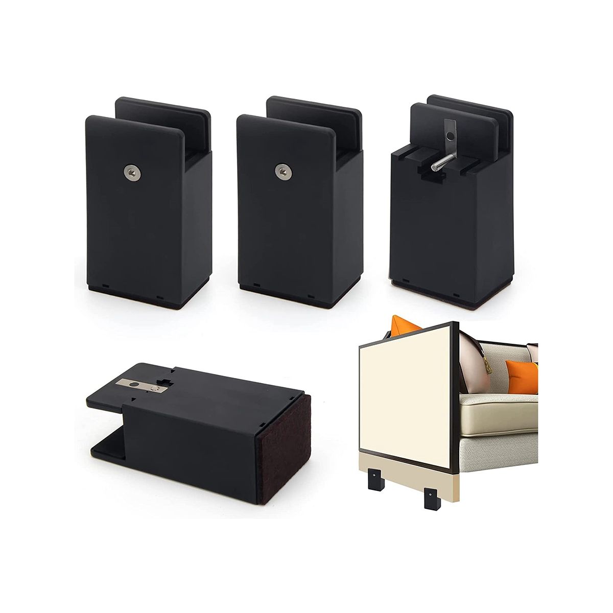 Adjustable Bed Risers 4In,Furniture Risers with Screw