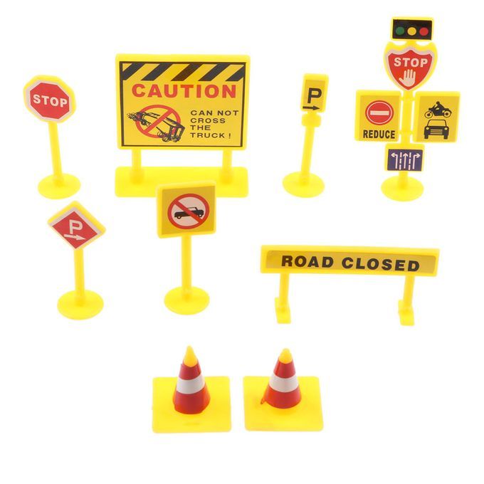 9Pcs Road Construct1/50 Traffic Signpost Model Toy For Mini Scenery