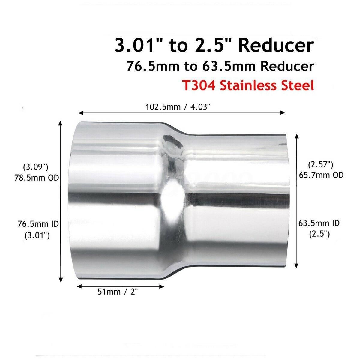 3 Inch to 2.5 Inch OD Stainless Standard Exhaust Pipe