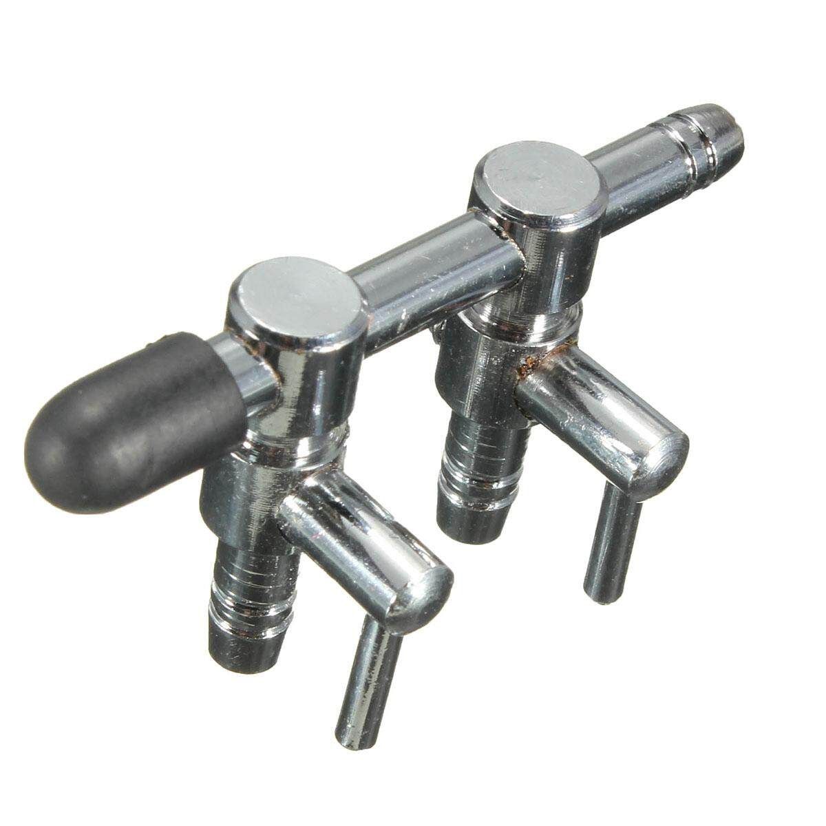 Aquarium Tank Air Pump Air Flow Tube Pipe Line Stainless Steel Control Valve NEW Silver Two