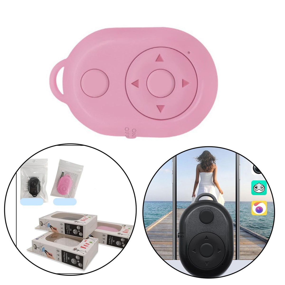 Bluetooth Camera Shutter Remote Wireless Selfie Button Clicker Pink