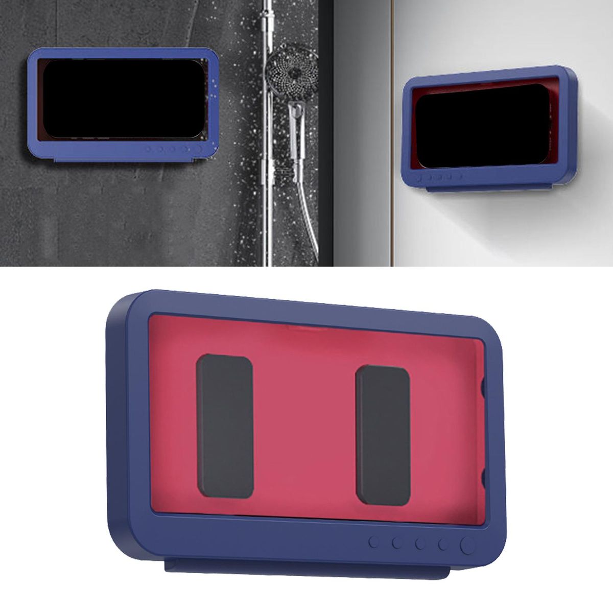 Waterproof Wall Mounted Shower Phone Holder Kitchen Phone Case Blue
