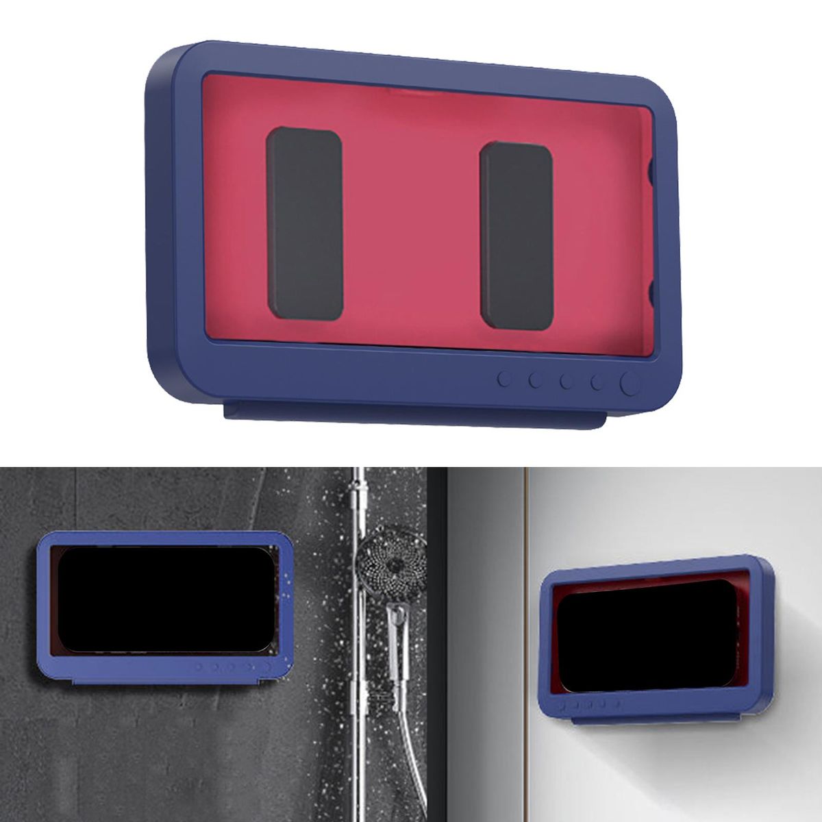 Waterproof Wall Mounted Shower Phone Holder Kitchen Phone Case Blue