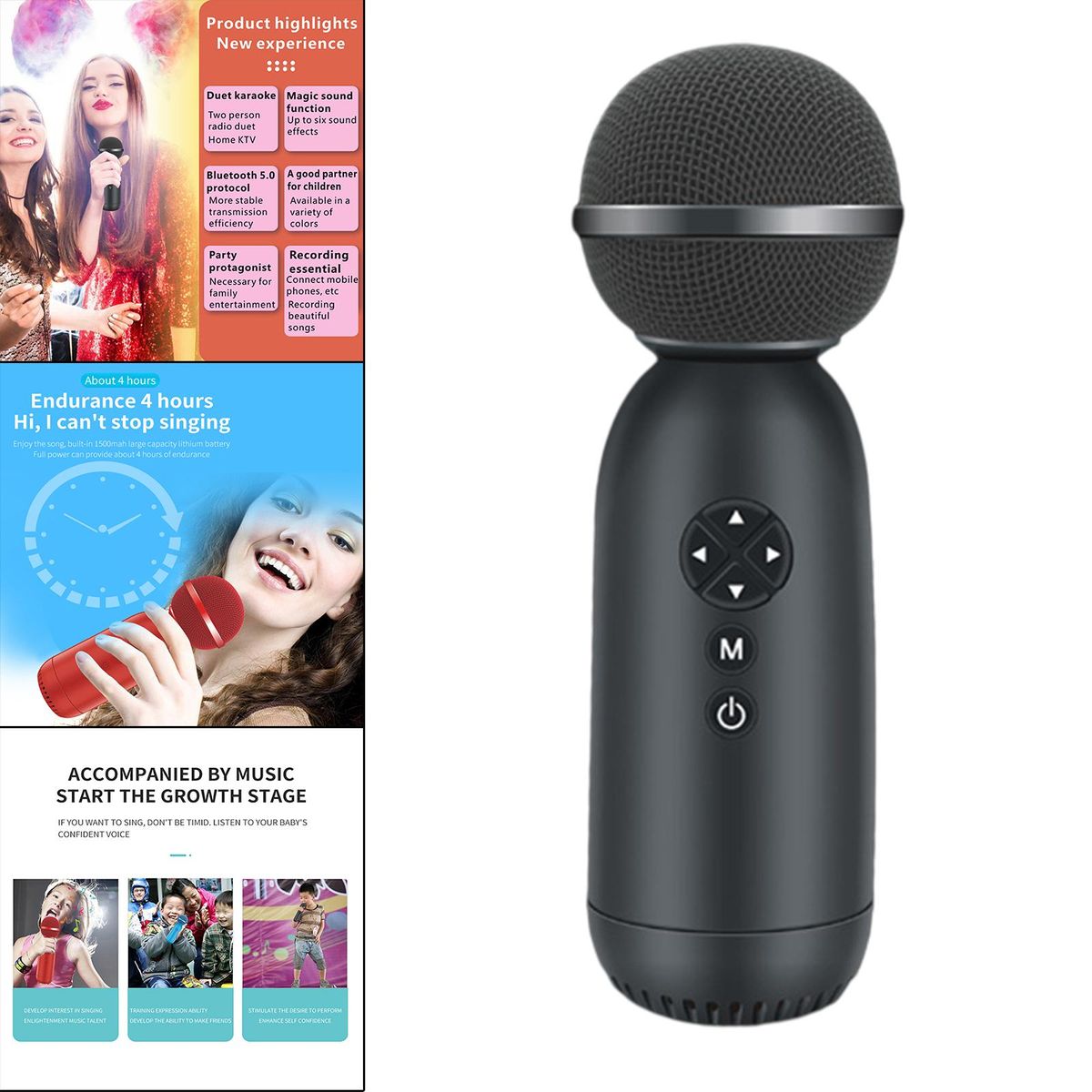 2 In 1 Wireless  Microphone Bluetooth 5.0 For Black