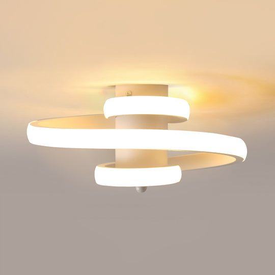 LED Modern Ceiling Light 24W Single Spiral Ribbon Shape Chandelier Design 3500K Warm White Light