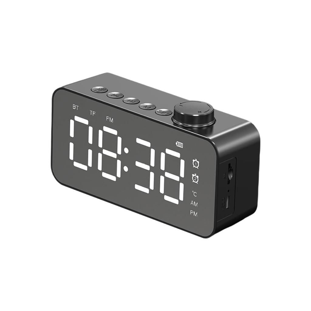 Alarm Clock Radio W/ Bluetooth Speaker Sleep  Bass LED Black