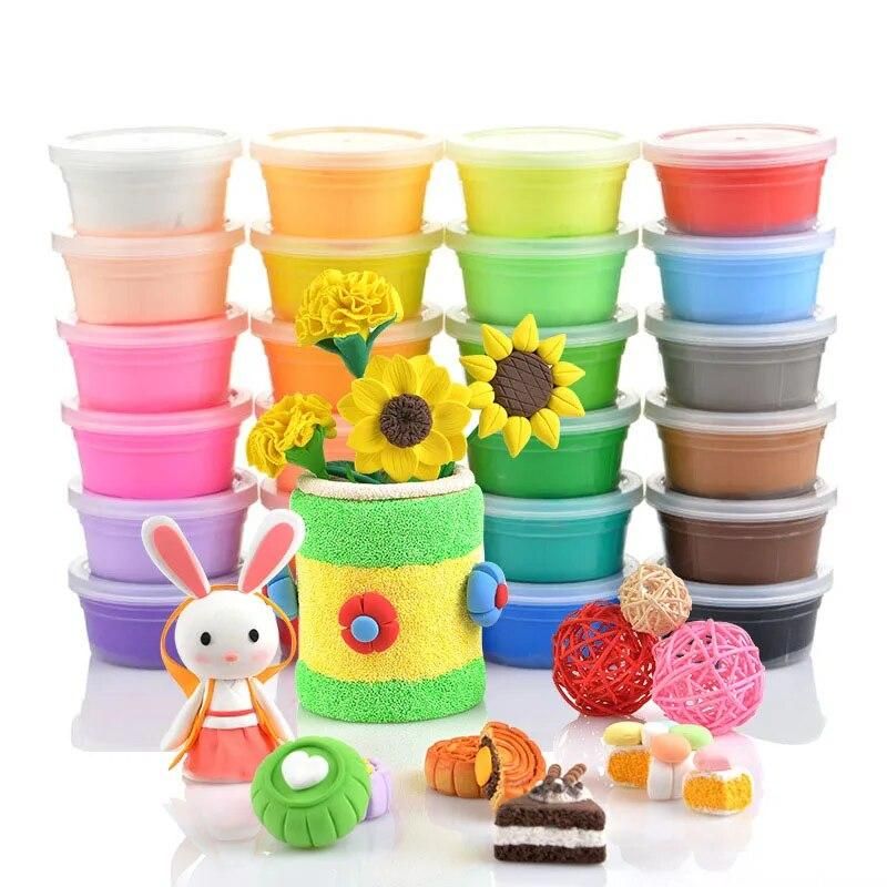 24Pcs Air Drying DIY Malleable Polymer Modeling Clay Playdough Tools Soft Blocks Plasticine  Playdoughs With Plastic Box  TY0175