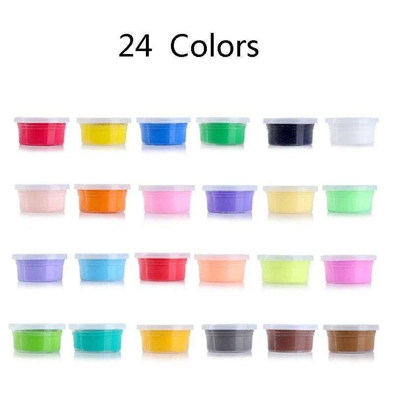 24Pcs Air Drying DIY Malleable Polymer Modeling Clay Playdough Tools Soft Blocks Plasticine  Playdoughs With Plastic Box  TY0175