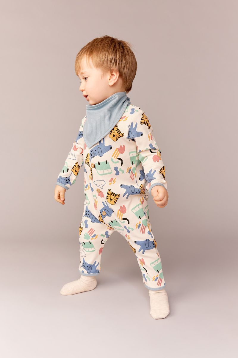 BabyBoy New Born Regular Fit Long Sleeve Knitted Overalls - Ecru