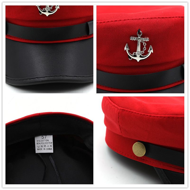 Hat Navy Cap Women's British Retro Beret Men's PU Leather Sealing Flat Cap