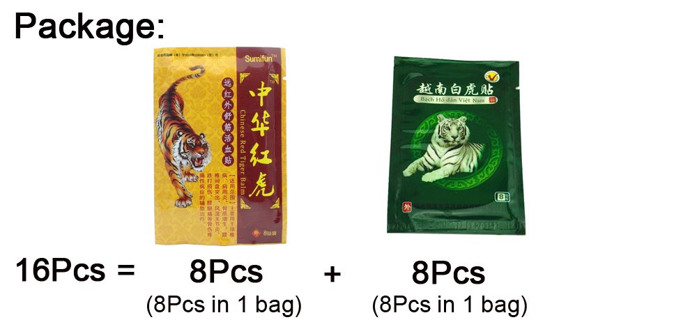 Health Herbs Relaxation Muscle 8Pcs Medical White Plaster E Red Plaster D0050 Car Chinese Tiger+8Pcs Joint Massage Tiger Pain