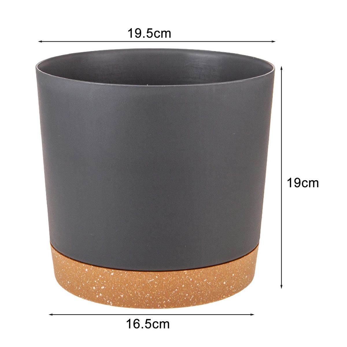 Outdoor Plant Pot 3-piece Set Round Indoor Plant Pots with for Balcony Black Gray