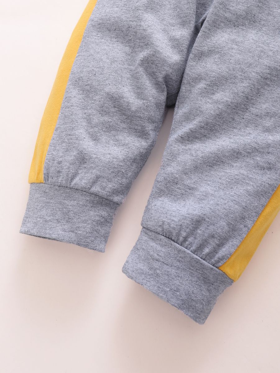 Baby Boys Cartoon Tiger Face Long Sleeves Hoodie With Pants -Grey