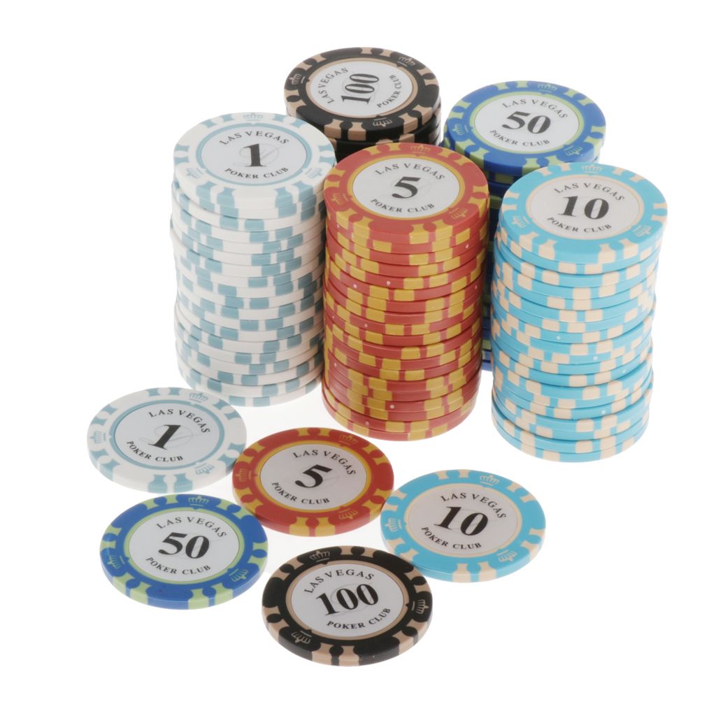 100 Pieces Chips Striped Poker Chips Set Casino Supply Cards Game