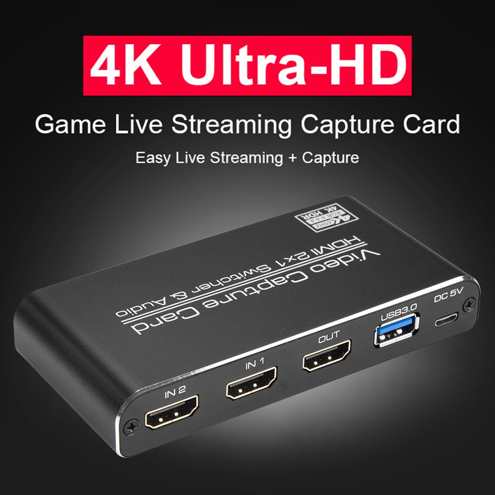 Ultra 4K@60fps USB Video Card USB 3.0 Game Capture Card HDMI-compatible 2 In 1 Loopout Switcher For Game Streaming Youtube PS4