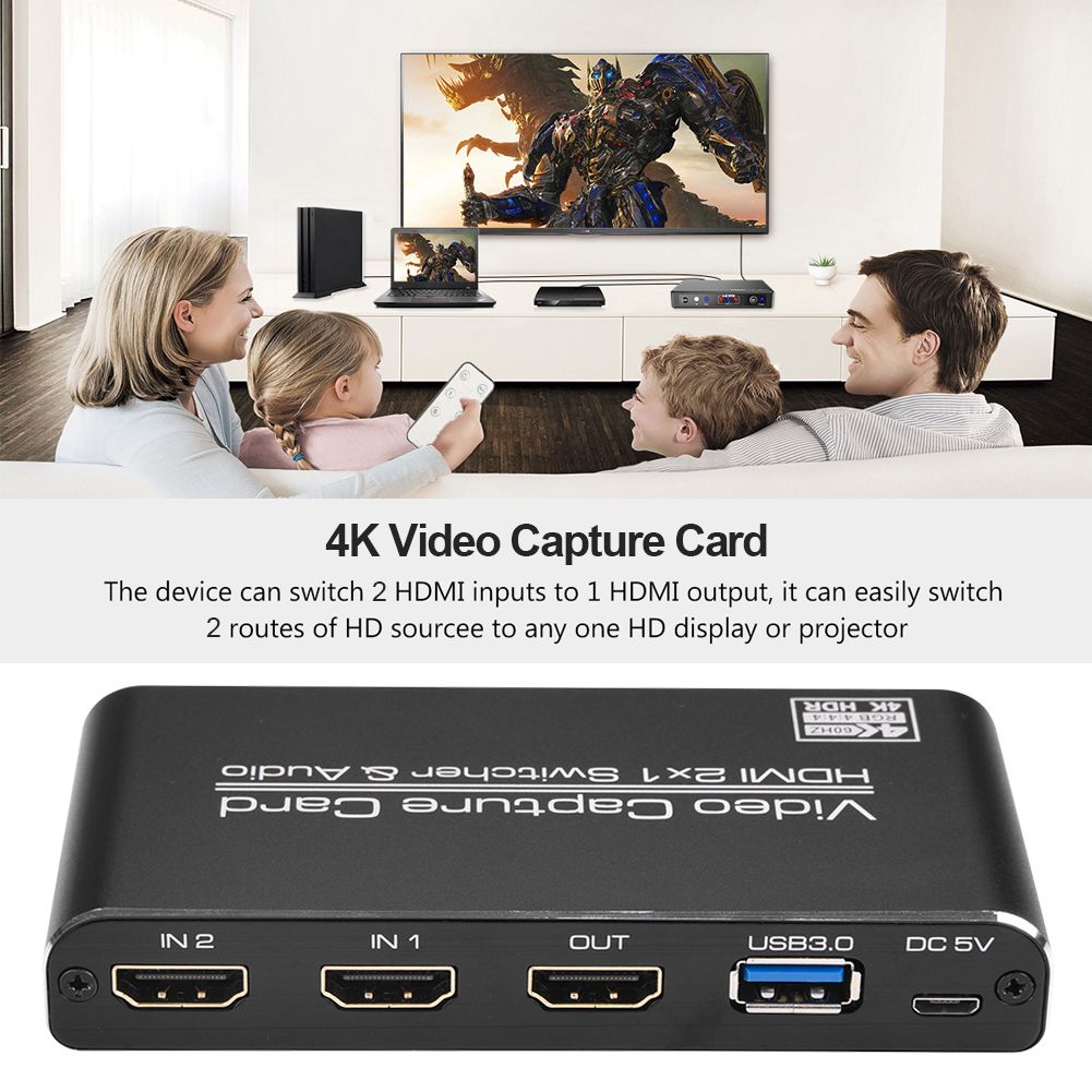 Ultra 4K@60fps USB Video Card USB 3.0 Game Capture Card HDMI-compatible 2 In 1 Loopout Switcher For Game Streaming Youtube PS4