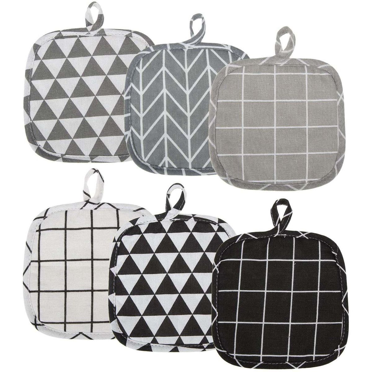 6 Pieces Cotton Pot Holders Machine Washable Heat Resistant