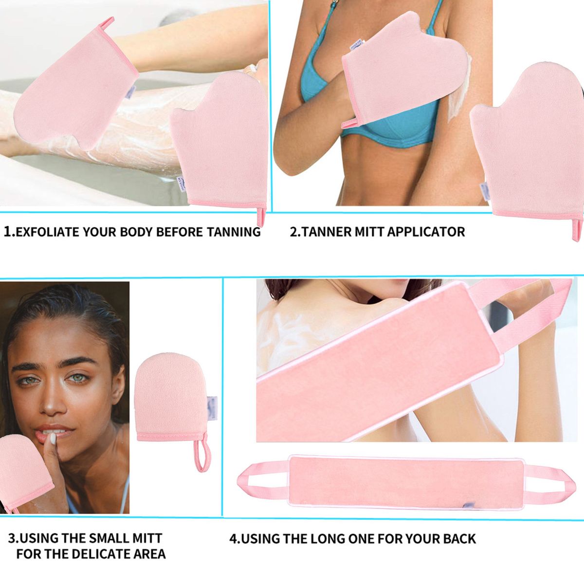 3Pcs Self Tanning Mitt Applicator Kit Set With Self Tanner