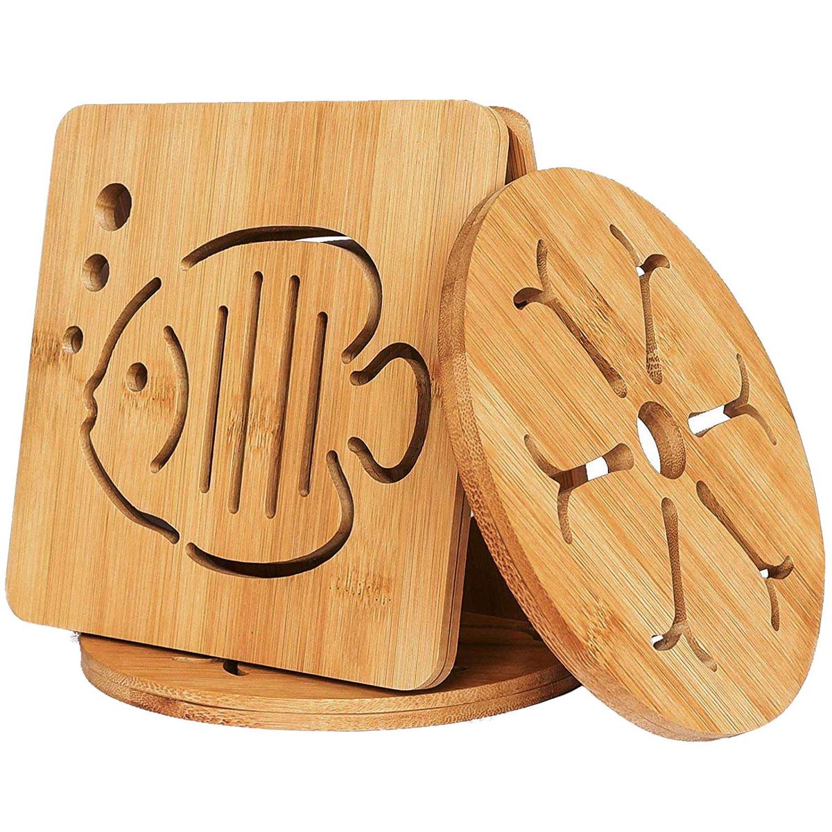 Heat Resistant Non-Slip Bamboo Trivets Pot Mat For Kitchen