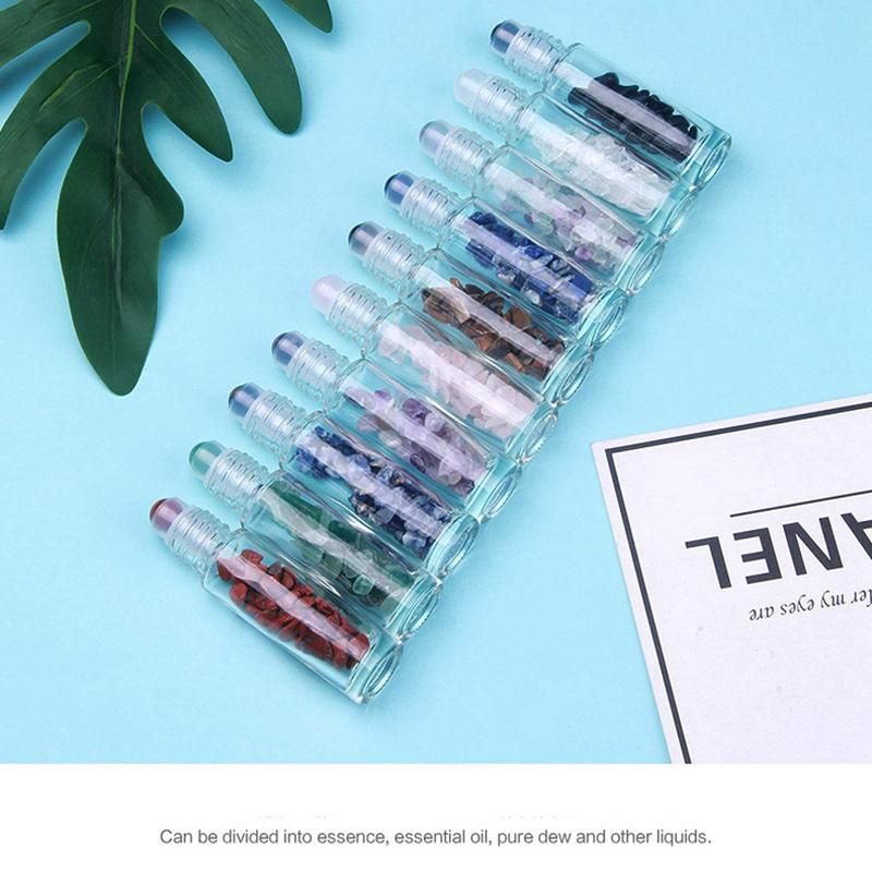 10Pcs Roller Balls for Essential Oils with Decor Tops&Mini Chips 10Ml