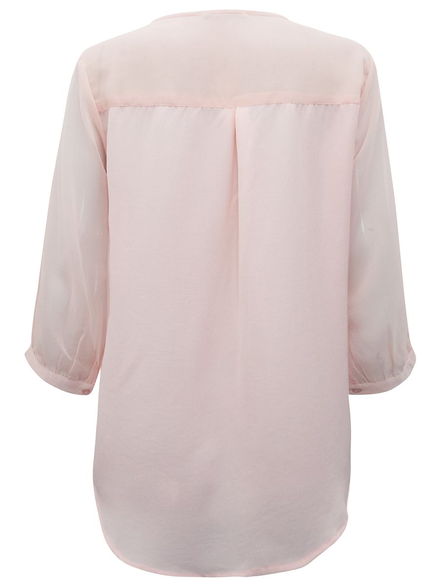 Ladies Semi Sheer Chiffon Crepe Blouse- Pink