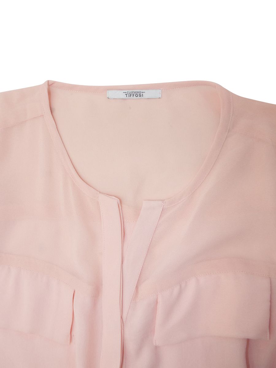 Ladies Semi Sheer Chiffon Crepe Blouse- Pink