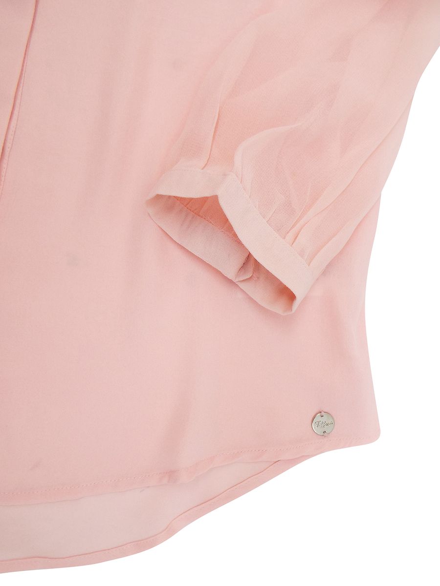 Ladies Semi Sheer Chiffon Crepe Blouse- Pink