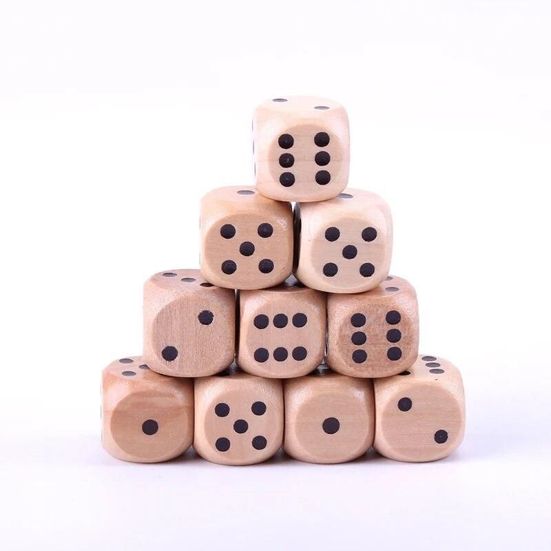 10pcs 6 Sided Wood Dice Mahjong Party Point Round Coener Wooden Dice Yard Dices Sieve for Games Teaching Kid Toys Game