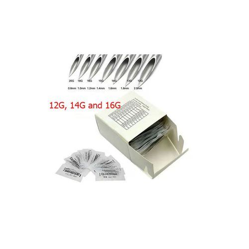 Body Piercing Needles 100 Pieces-12G, 14G, 16G And 18G