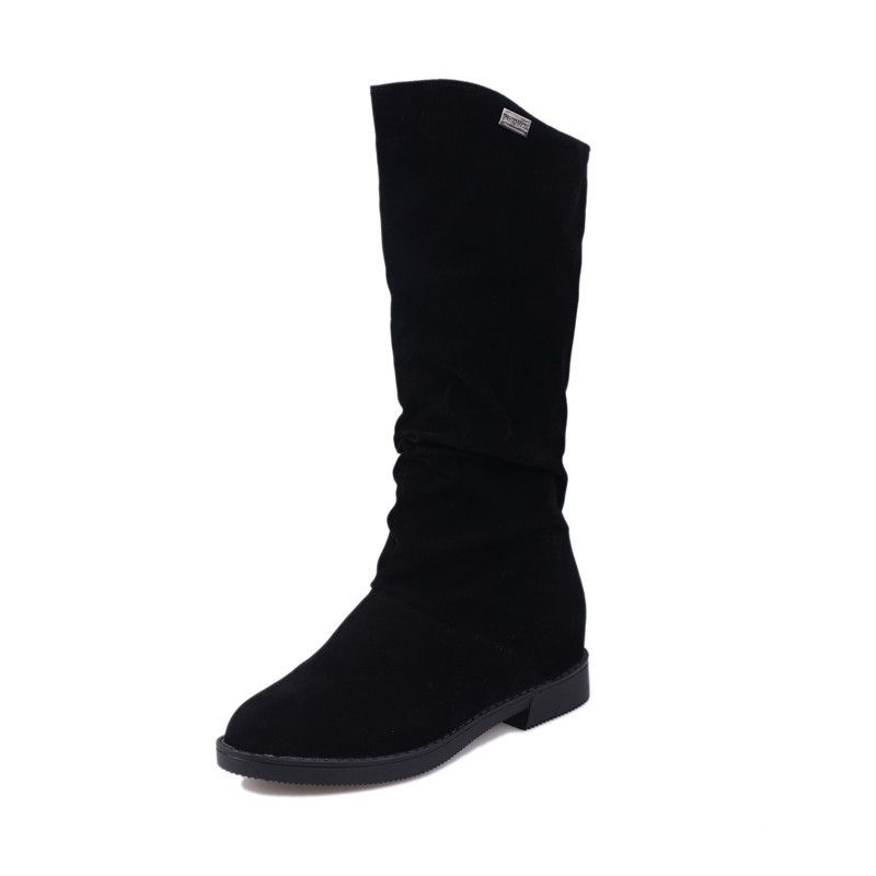 Ladies Fashion Platform Boots Chunky Heel Wedges Mid Calf Casual Brand Thick Bottom Winter Shoes