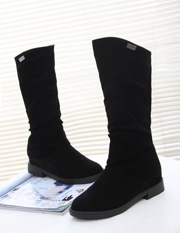 Ladies Fashion Platform Boots Chunky Heel Wedges Mid Calf Casual Brand Thick Bottom Winter Shoes